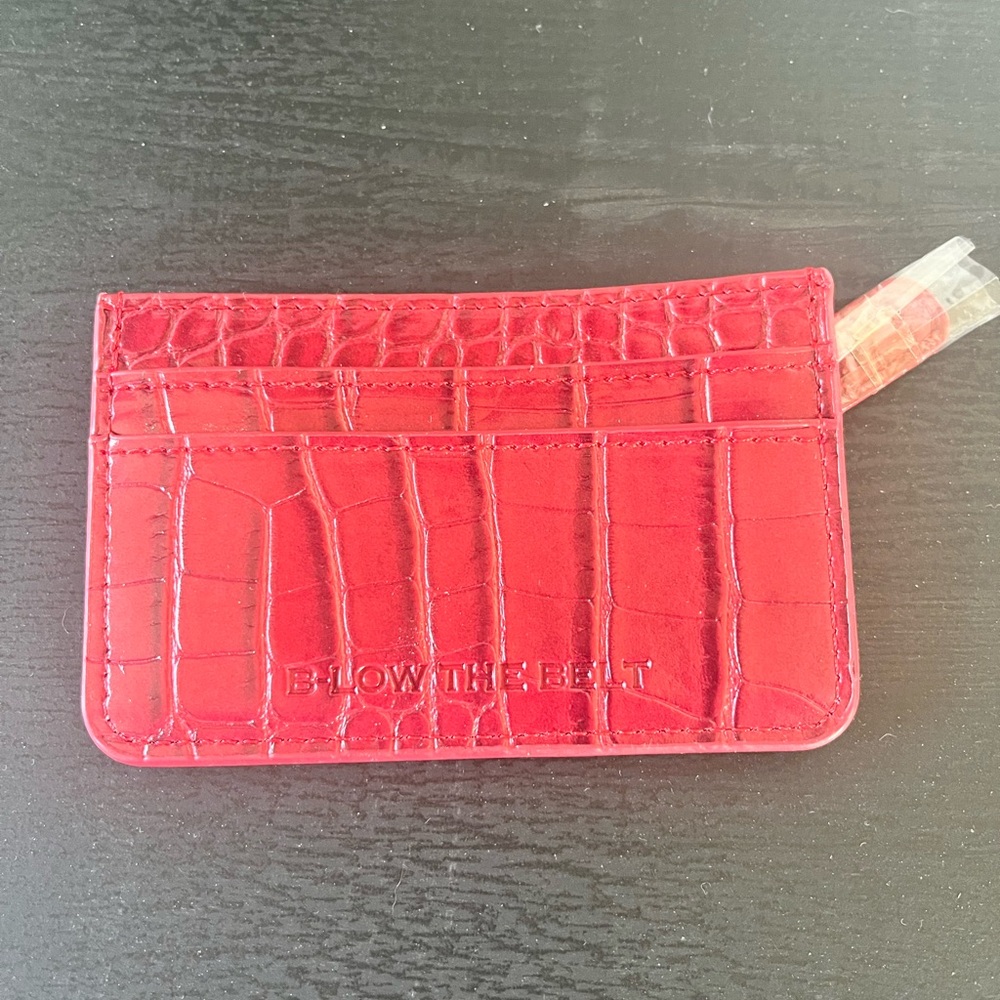B-Low the Belt Red Faux Crocodile Skin Card Holder